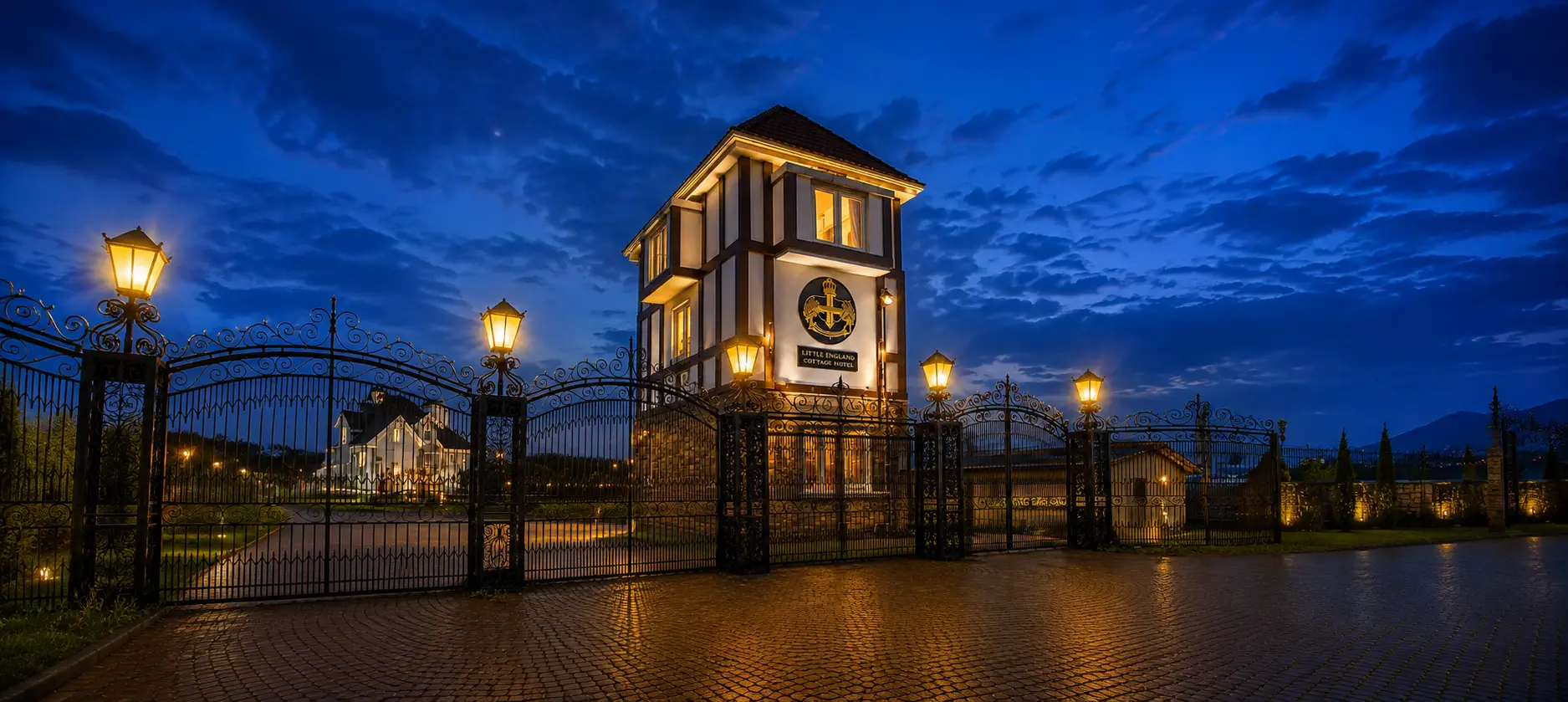 The gated entrance to Little England Cottages, home of Pedro Barn Hotel