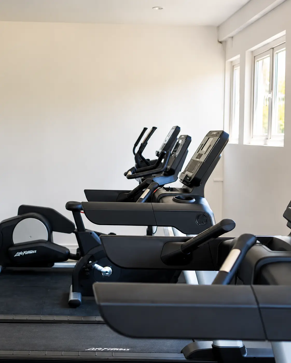 Treadmills and cardio equipment at the Pedro Barn Hotel fitness center