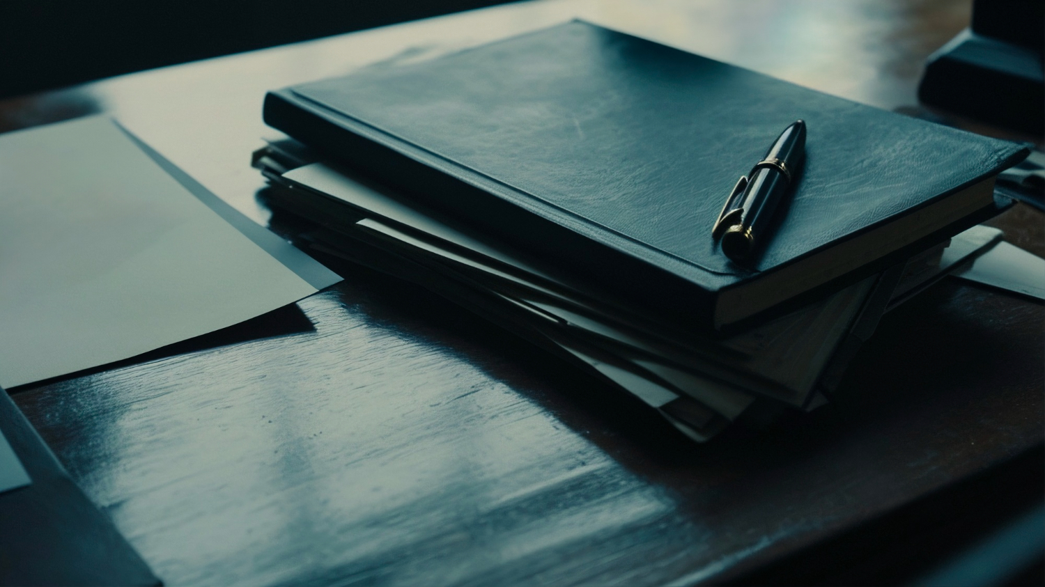 Desk with documents and pen at Pedro Barn Hotel